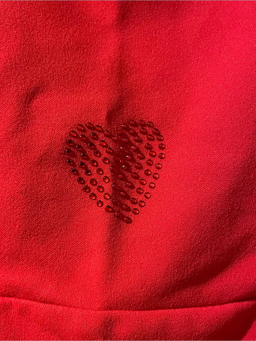 Red rhinestone Hearts Mini Dress with Side Slit-small like new - Picture 7 of 11